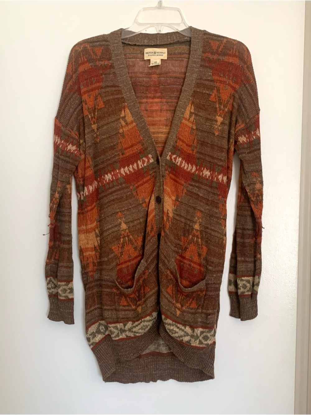 Ralph Lauren Denim & Supply Cardigan Sweater Size M Southwestern Tribal FLAWS